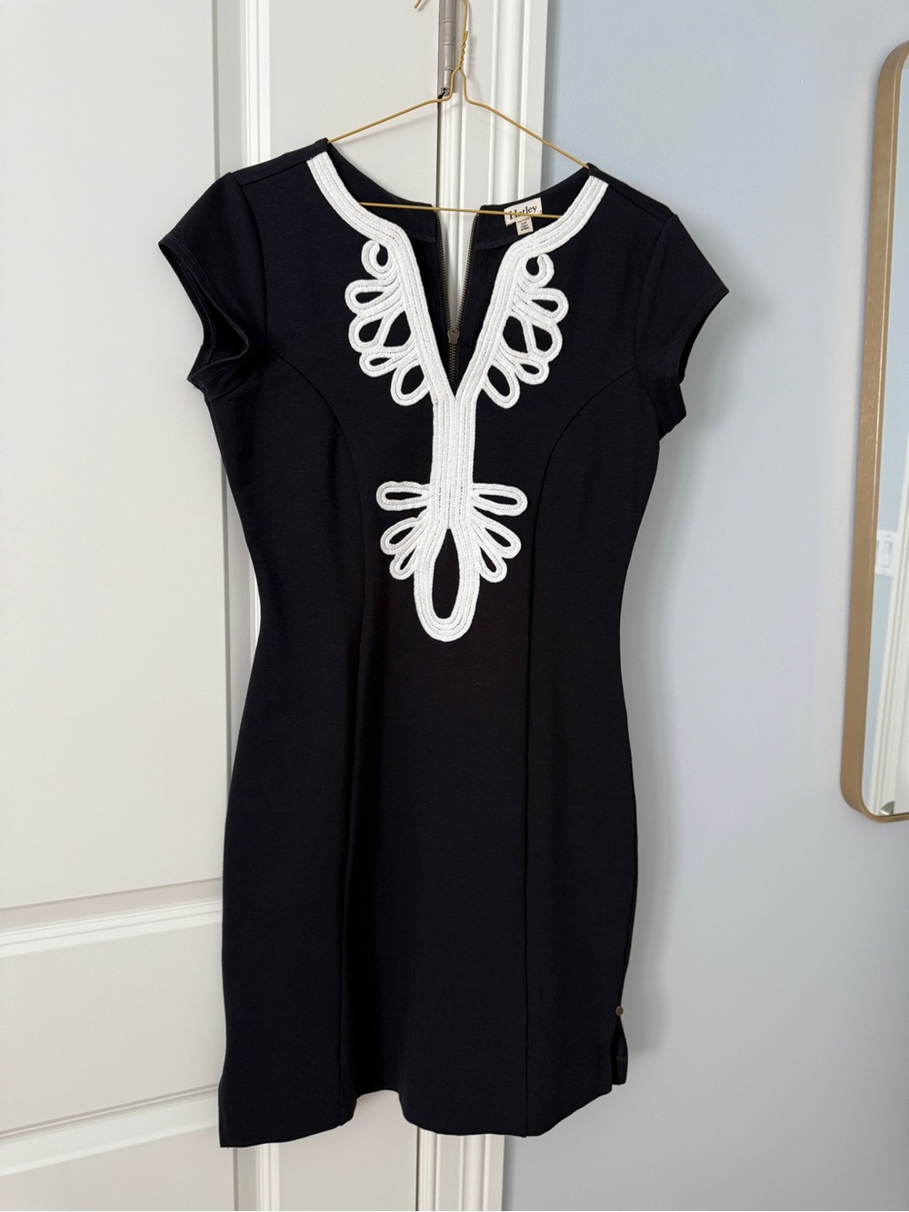 Hatley Black Dress with White Embroidered Trim - Women